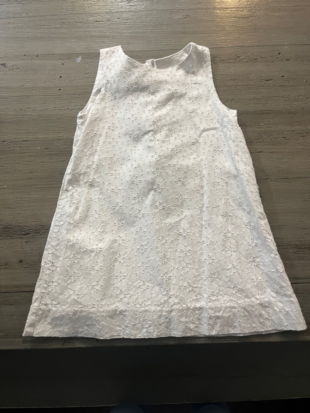 White Eyelet Sleeveless Shift Dress for Girls
